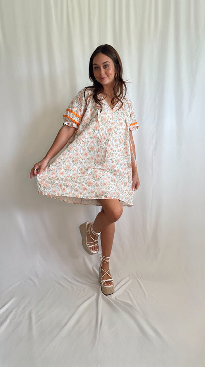 Moroney Floral Applique Tunic Dress