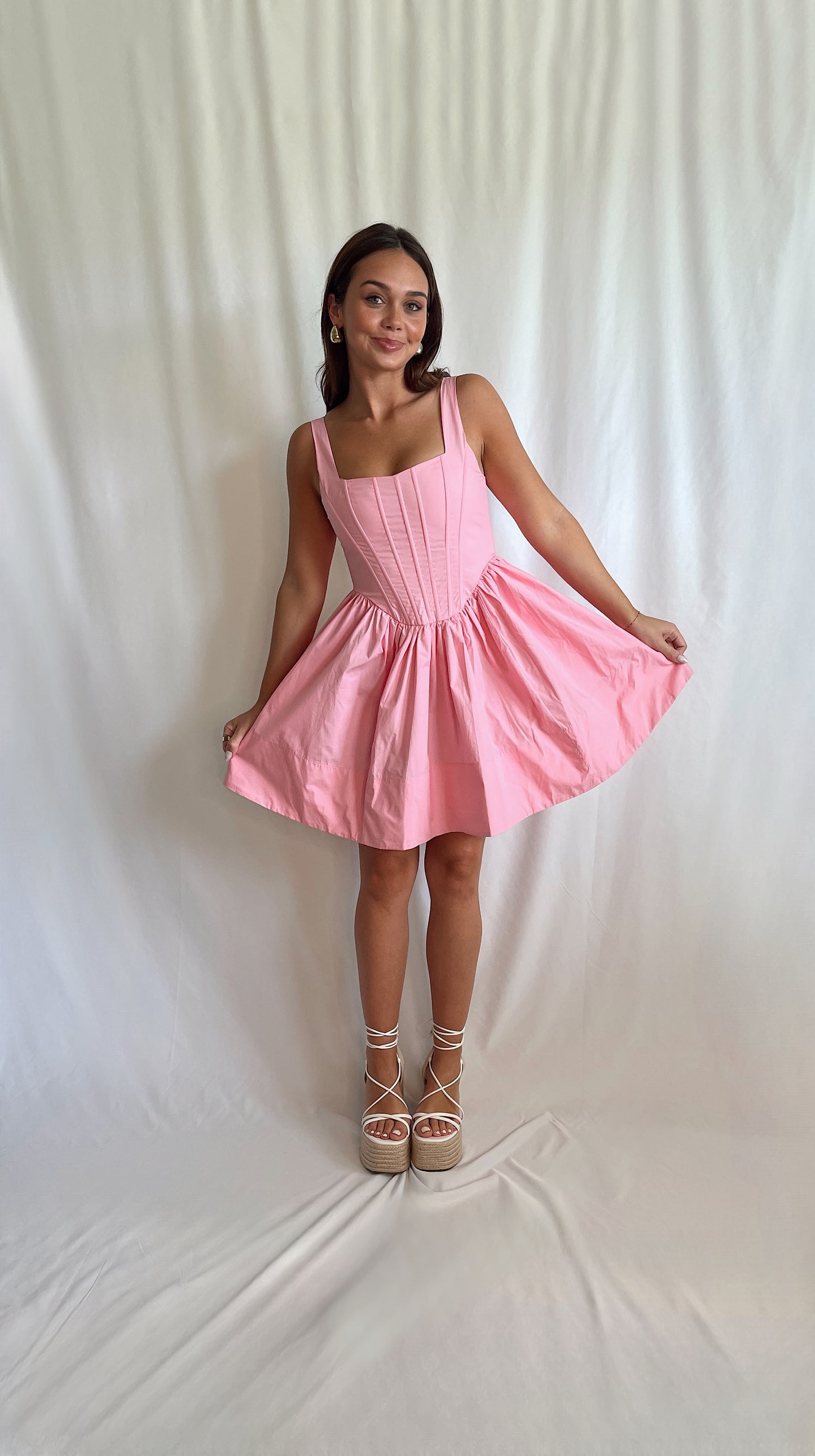 Miley Corset Mini Dress - Baby Pink KJae+Co. Miley Corset Mini Dress - Baby Pink KJae+Co.