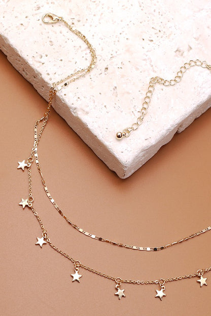 Double Layer Star Drop Necklace