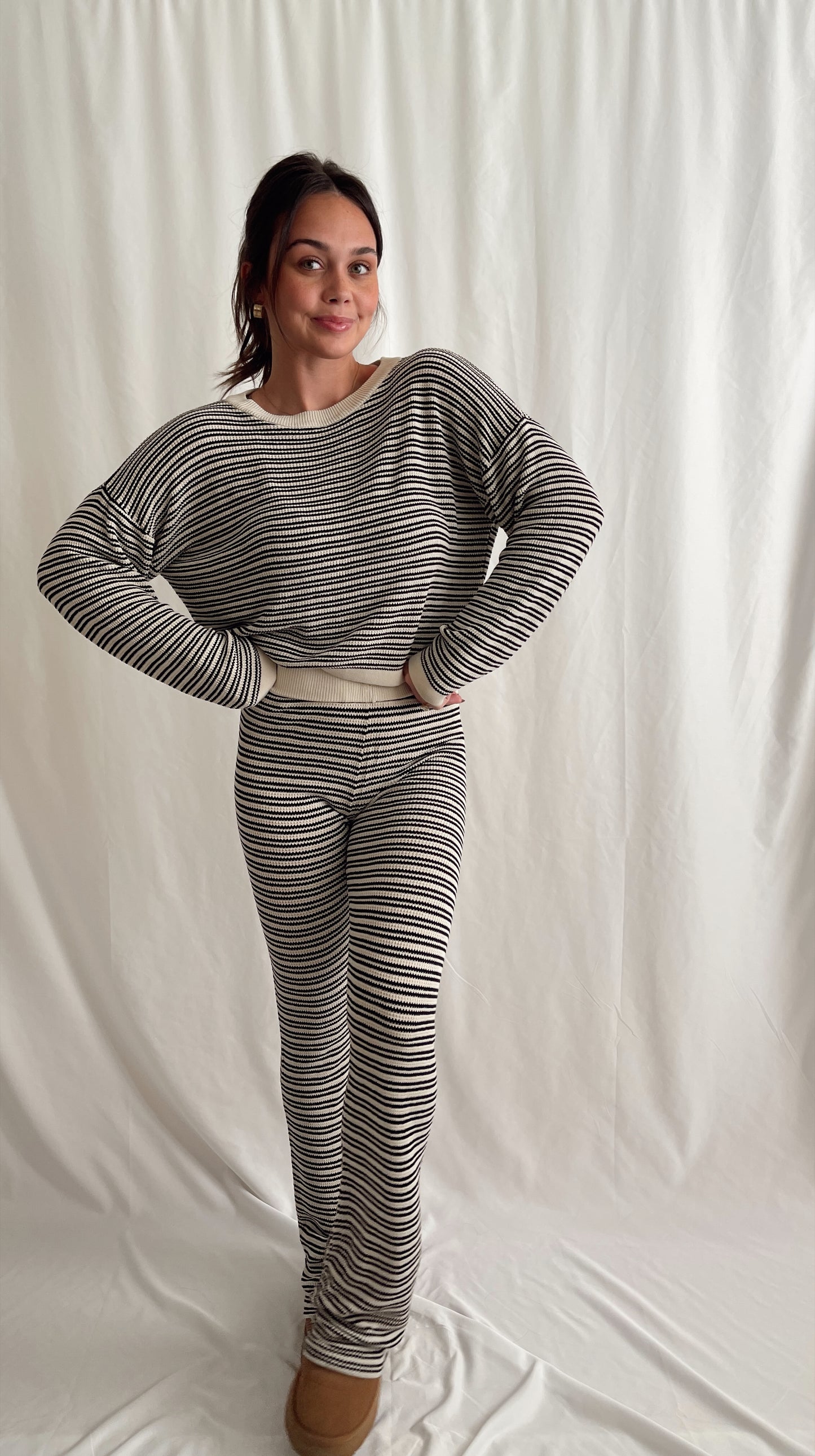 “Erin” Striped Sweater Set