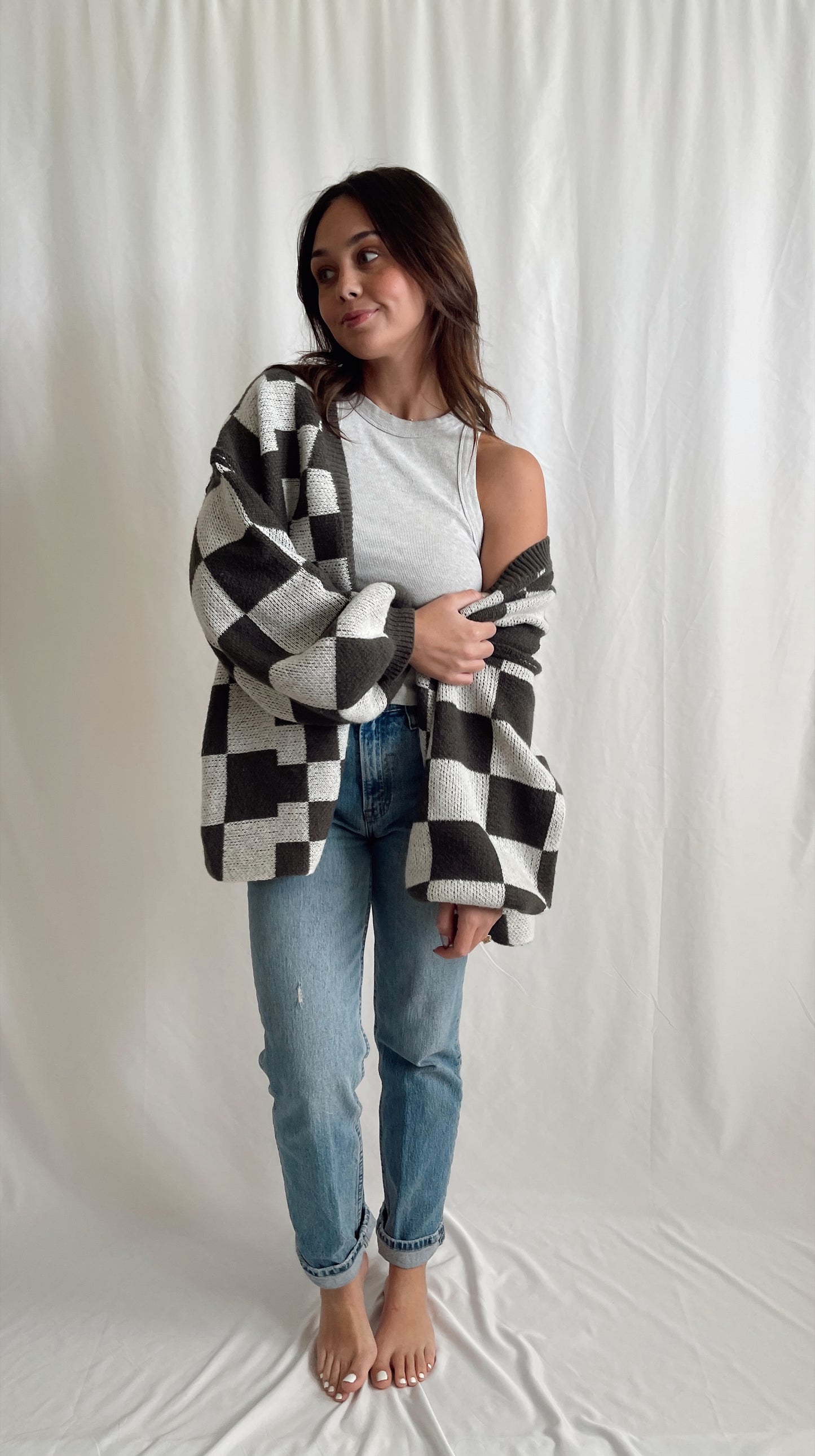 “Wednesday” Checkered Cardigan