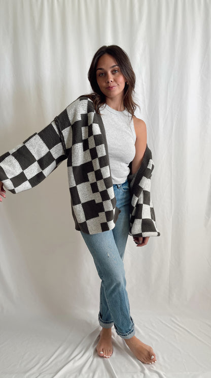 “Wednesday” Checkered Cardigan