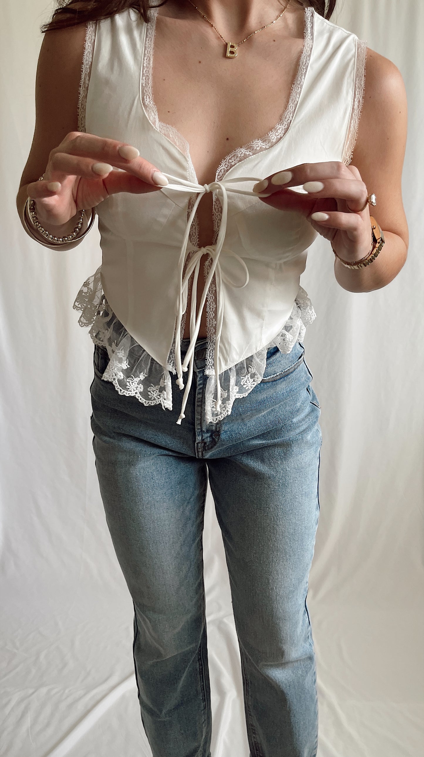 “Maddy” Lace Trim Top