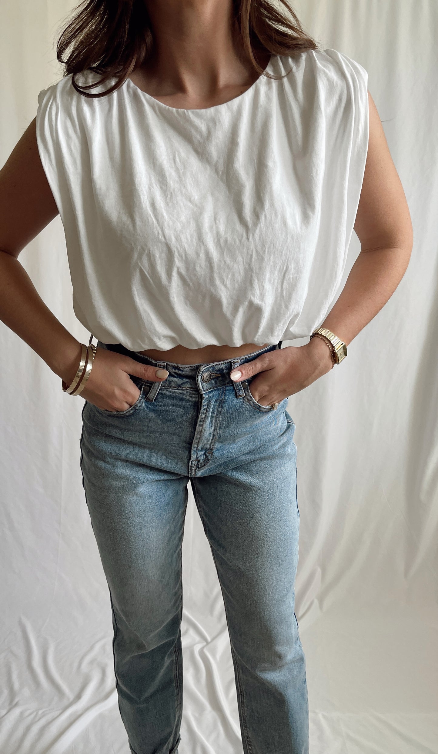 “Ivy” Bubble Hem Crop Top