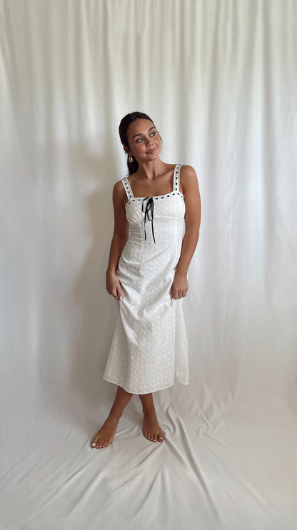 Chelsea Long Midi Eyelet Dress